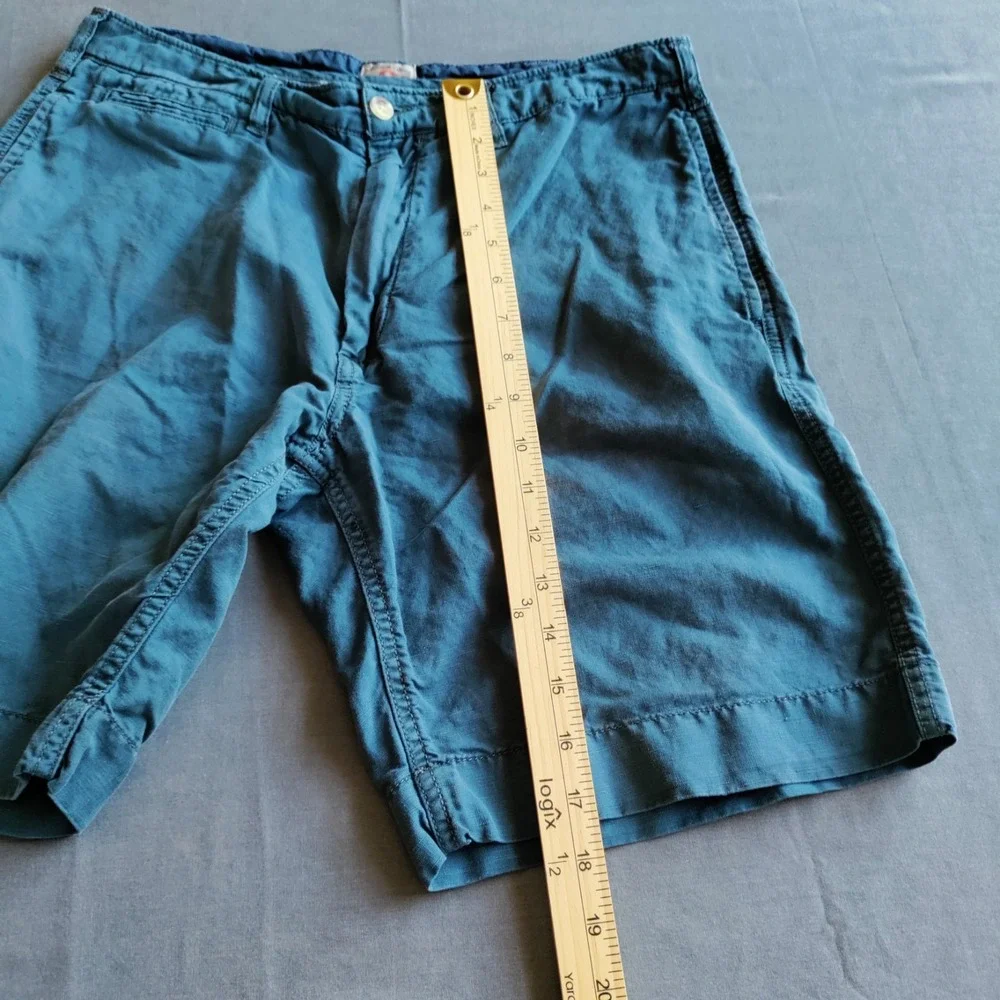 Faherty Linen Blend Teal Beach Resort Casual Golf Athletic Coastal‎ Shorts Men 8